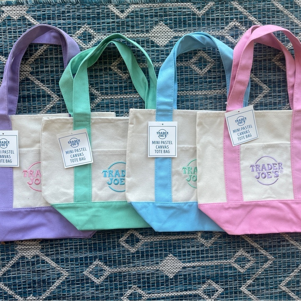 Trader Joe's Mini Tote pastel 1 GREEN bag - Picture 2 of 3